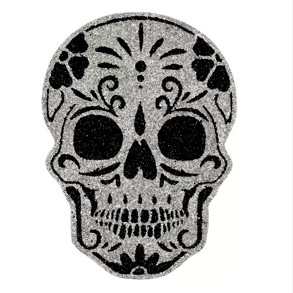 Halloween Rhinestone Sparkles Luminous Sugar Skull Placemat Charger Tablescaping - Picture 1 of 3